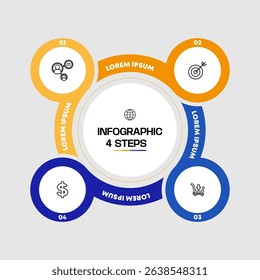 Circle chart infographic template with 4 options for presentations. Vector illustration Eps	