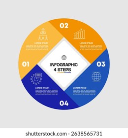 Circle chart infographic template with 4 options for presentations. Vector illustration Eps