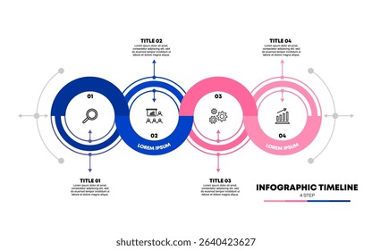 Circle chart infographic template with 4 options for strategy presentations. Vector illustration Eps