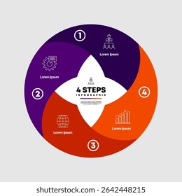 Circle chart infographic template with 4 options for strategy presentations. Vector illustration Eps	