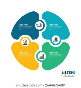 Circle chart infographic template with 4 options for presentations. Vector illustration Eps	