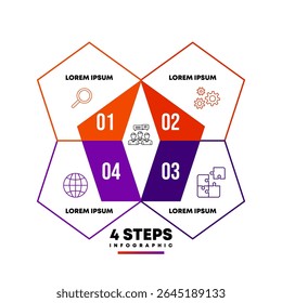 Circle chart infographic template with 4 options for strategy presentations Business. Vector Eps