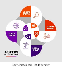 Circle chart infographic template with 4 options for presentations. Vector illustration Eps	
