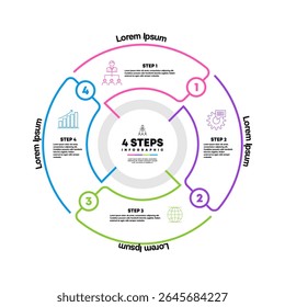 Circle chart infographic template with 4 options for presentations. Vector illustration Eps	
