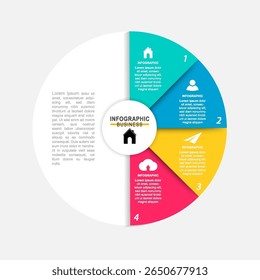 Circle chart infographic template with 4 options for presentations, advertising, layouts, annual reports