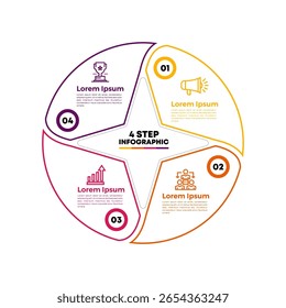 Kreisdiagramm-Infografik-Vorlage mit 4 Optionen für Strategiepräsentationen. Vektorgrafik Eps	
