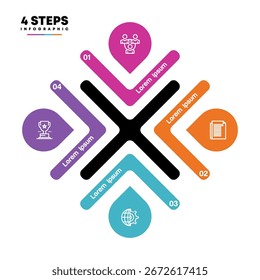 Circle chart infographic template with 4 options for presentations. Modern Infographics. Vector illustration Eps	
