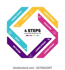 Circle chart infographic template with 4 options for strategy presentations Business. Vector Eps	