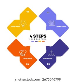 Kreisdiagramm-Infografik-Vorlage mit 4 Optionen für Strategiepräsentationen. Vektorgrafik Eps