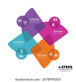 Kreisdiagramm Infografik Vorlage mit 4 Optionen für Präsentationen. Vektorgrafik Eps	
