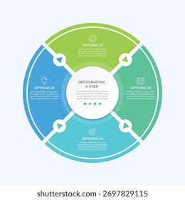 Circle chart infographic template with 4 options for presentations