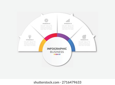 Plantilla de infografía de gráfico circular con 4 opciones para presentaciones
