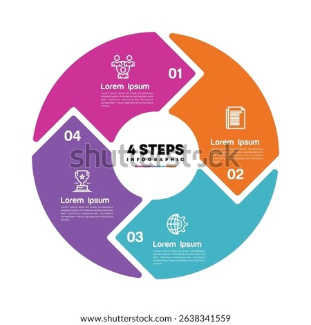 Circle chart infographic template with 4 options for presentations. Vector illustration Eps	