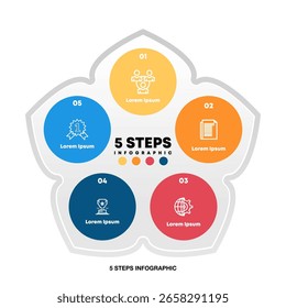 Circle chart infographic template with 5 options for presentations business. shape circle star infographic. Vector illustration Eps	
