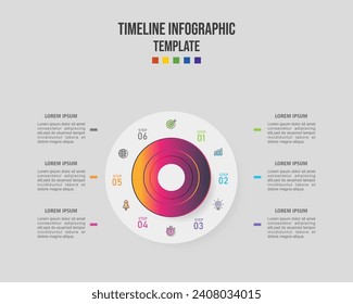 Infografik-Vorlage mit 6 Optionen für Präsentationen, Werbung, Layouts, Jahresberichte. Vektorgrafik.