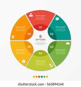 Circle Chart Infographic Template With 6 Options  For Presentations, Advertising, Layouts, Annual Reports.