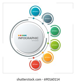 Circle chart infographic template with 6 options for presentations, advertising, layouts, annual reports