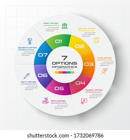 Circle chart infographic template with 7 options,Vector illustration.