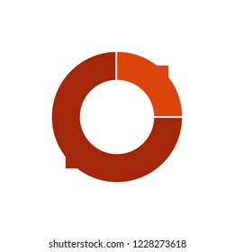 circle chart infographic template with arrows and with 2 options or steps for presentations, advertising, layouts, annual reports. Vector illustration isolated on white background.