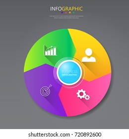 Circle chart infographics banners template with four options, can be used for workflow layout, diagram, website, corporate report, advertising, marketing.vector.