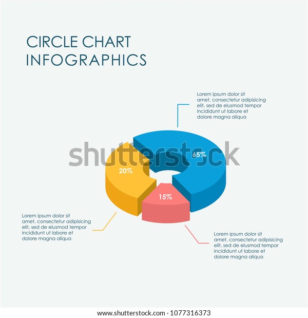 Circle Chart Infographics Flat Design 3D, Icon,\
Vector Template