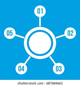Circle chart with numbers icon white isolated on blue background vector illustration