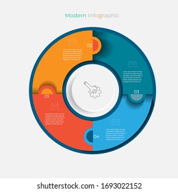 Circle chart origami paper color infographic template for diagram presentation, chart, business concept with elememt options
