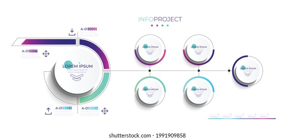 Color del papel de origami gráfico circular en plantilla infográfica vectorial para presentación de diagrama, gráfico, concepto de negocio con 2-3 pasos y opciones de elementos
