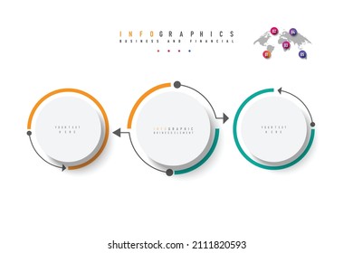 Color del papel de origami gráfico circular en plantilla infográfica vectorial para presentación de diagrama, gráfico, concepto de negocio con 2-3 pasos y opciones de elementos