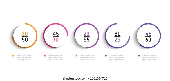 Circle chart origami paper color in Vector infographic template for diagram presentation, chart, business concept with 5step and element options