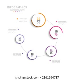 Circle chart origami paper color in Vector infographic template for diagram presentation, chart, business concept with 5step and element options