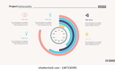 Circle chart with percentage slide template. Business data. Graph, diagram, design. Concept for infographic, report. Can be used for topics like project implementation, process chart, workflow