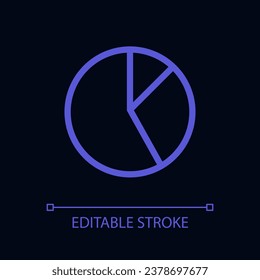 Circle chart pixel perfect color linear ui icon for dark theme. Business analytics. Outline isolated user interface pictogram. GUI, UX design for night mode. Editable stroke. Arial font used