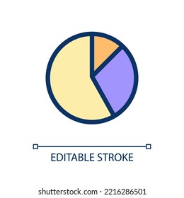 Circle chart pixel perfect RGB color ui icon. Business analytics. Simple filled line element. GUI, UX design for mobile app. Vector isolated pictogram. Editable stroke. Poppins font used