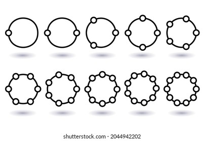 Circle chart section segments set vector diagram segments pie template. Circle segments set. Various number of sectors divide the circle on equal parts. From 1 to 10. Pie chart set. Diagram collection