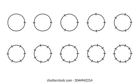 Circle chart section segments set vector diagram segments pie template. Circle segments set. Various number of sectors divide the circle on equal parts. From 1 to 10. Pie chart set. Diagram collection