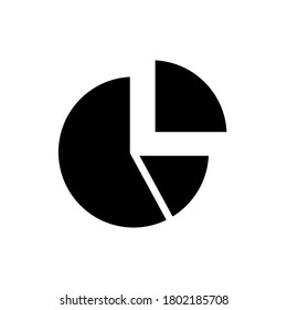 símbolo de gráfico circular icono de línea negra plana, Ilustración vectorial