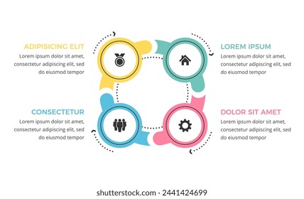 Circle chart template with four elements, infographic template, vector eps10 illustration