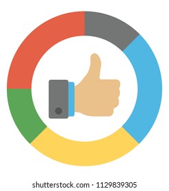 
Circle chart with thumbs up sign concept of business appreciation 
