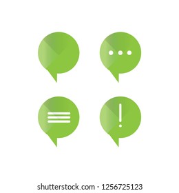 Circle Chat Icon Set Green. Vector Illustration Eps 10