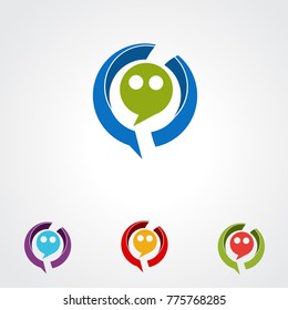circle chat logo vector for business