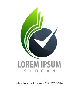 Circle check logo concept design. Symbol graphic template element 