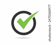 circle with check mark shape vector icon