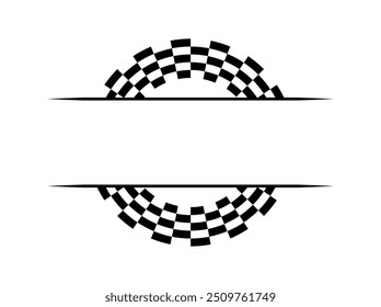 Carrera de tablero de ajedrez de círculo. Marco circular a cuadros. Bandera de la raza. Deporte de carreras a cuadros. Concepto de automovilismo de carreras. Ilustración vectorial