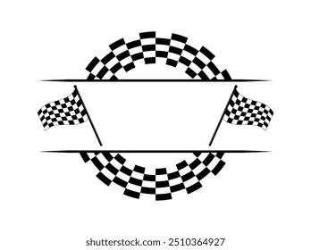 Carrera de tablero de ajedrez de círculo. Marco circular a cuadros. Bandera de la raza. Deporte de carreras a cuadros. Concepto de automovilismo de carreras. Ilustración vectorial