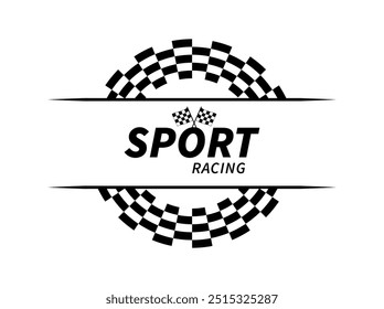 Circle checkerboard race. Checkered circle frame. Race flag. Racing Sport Checkered. Race motorsport concept. Vector illustration