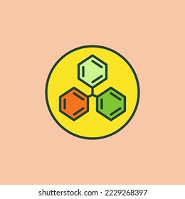 Circle with Chemical Hexagonal Formula Structure vector Bio-chemistry concept colored icon or symbol