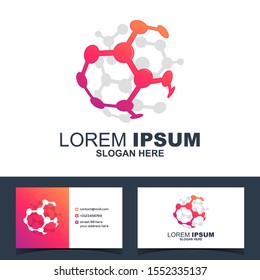 diseño del logotipo de la ciencia química circular vectorial 