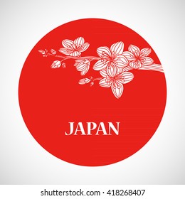 circle cherry blossom motif template vector