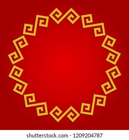 circle chinese pattern frame on red background